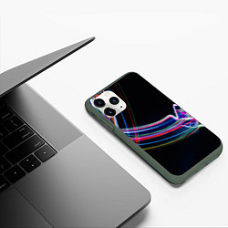 Чехол iPhone 11 Pro матовый Неоновые линии во тьме, цвет: 3D-темно-зеленый — фото 2