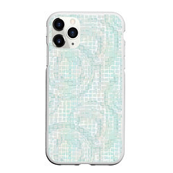 Чехол iPhone 11 Pro матовый Круги на клетчатом серо-белом фоне, цвет: 3D-белый