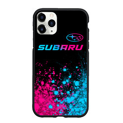 Чехол iPhone 11 Pro матовый Subaru - neon gradient: символ сверху, цвет: 3D-черный