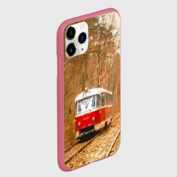 Чехол iPhone 11 Pro матовый Одинокий трамвай - Россия, цвет: 3D-малиновый — фото 2