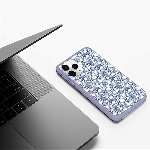 Чехол iPhone 11 Pro матовый Череп с трещиной / 3D-Светло-сиреневый – фото 3