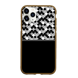 Чехол iPhone 11 Pro матовый Черно-белый геометрический узор, цвет: 3D-коричневый