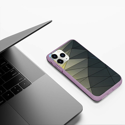 Чехол iPhone 11 Pro матовый Абстрактная сетка из множества фигур / 3D-Сиреневый – фото 3