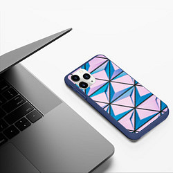 Чехол iPhone 11 Pro матовый Абстрактные геометрические панели, цвет: 3D-тёмно-синий — фото 2