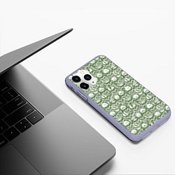 Чехол iPhone 11 Pro матовый Череп в военной каске, цвет: 3D-светло-сиреневый — фото 2