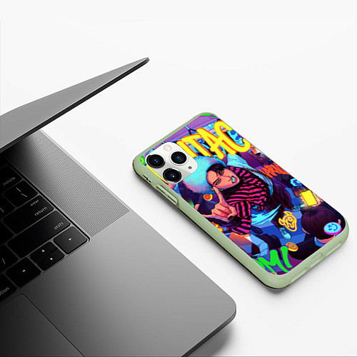 Чехол iPhone 11 Pro матовый Han Maniac fan art / 3D-Салатовый – фото 3