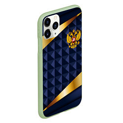 Чехол iPhone 11 Pro матовый Золотой герб России на объемном синим фоне, цвет: 3D-салатовый — фото 2
