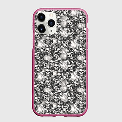 Чехол iPhone 11 Pro матовый Череп в капюшоне, цвет: 3D-малиновый