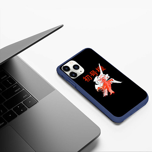 Чехол iPhone 11 Pro матовый Евангелион: EVA-01 / 3D-Тёмно-синий – фото 3