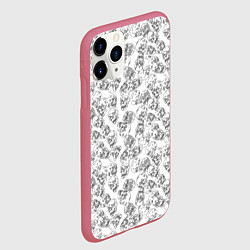 Чехол iPhone 11 Pro матовый Череп штрихованный, цвет: 3D-малиновый — фото 2