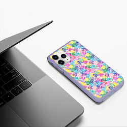 Чехол iPhone 11 Pro матовый Череп и сердца, цвет: 3D-светло-сиреневый — фото 2