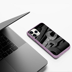 Чехол iPhone 11 Pro матовый Композиция из гаечных ключей, цвет: 3D-сиреневый — фото 2
