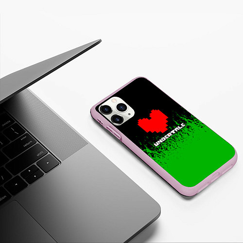 Чехол iPhone 11 Pro матовый Undertale - зеленая трава / 3D-Розовый – фото 3