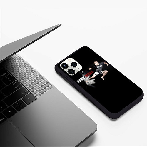 Чехол iPhone 11 Pro матовый Krav-maga jump shot / 3D-Черный – фото 3