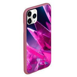 Чехол iPhone 11 Pro матовый Розовые кристаллы, цвет: 3D-малиновый — фото 2