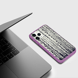 Чехол iPhone 11 Pro матовый Русские берёзки - роща, цвет: 3D-фиолетовый — фото 2