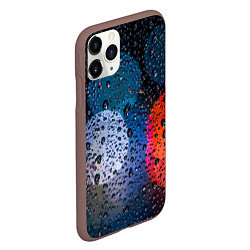 Чехол iPhone 11 Pro матовый Разноцветные огни сквозь дождевое стекло, цвет: 3D-коричневый — фото 2