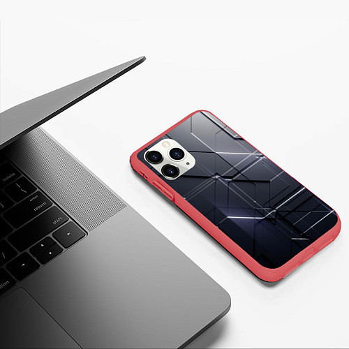 Чехол iPhone 11 Pro матовый Рельефные фигуры / 3D-Красный – фото 3