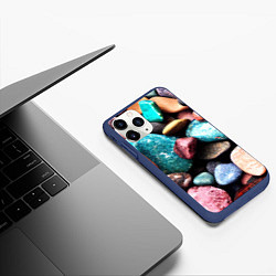 Чехол iPhone 11 Pro матовый Камни разноцветные, цвет: 3D-тёмно-синий — фото 2