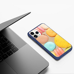 Чехол iPhone 11 Pro матовый Разноцветные пирожные Макарон, цвет: 3D-тёмно-синий — фото 2