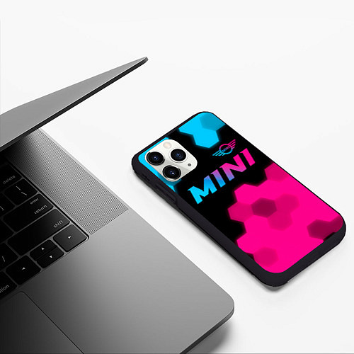 Чехол iPhone 11 Pro матовый Mini - neon gradient: символ сверху / 3D-Черный – фото 3