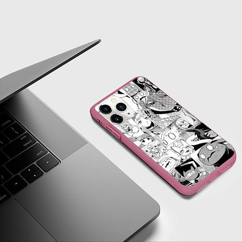 Чехол iPhone 11 Pro матовый Да я паук и что с того pattern / 3D-Малиновый – фото 3