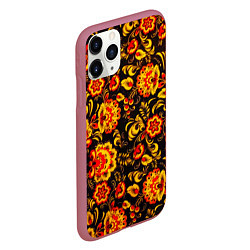 Чехол iPhone 11 Pro матовый Хохлома роспись, цвет: 3D-малиновый — фото 2