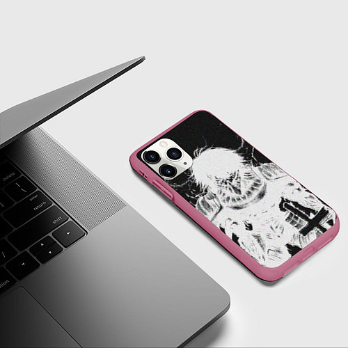 Чехол iPhone 11 Pro матовый Dead Inside Rage / 3D-Малиновый – фото 3