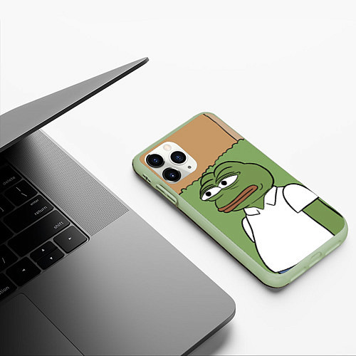 Чехол iPhone 11 Pro матовый Pepe Gomer прячется в кусты / 3D-Салатовый – фото 3