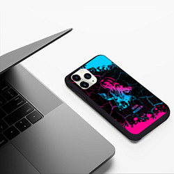 Чехол iPhone 11 Pro матовый Iron Maiden - neon gradient, цвет: 3D-черный — фото 2