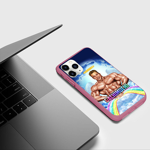Чехол iPhone 11 Pro матовый Гачимучи мем / 3D-Малиновый – фото 3
