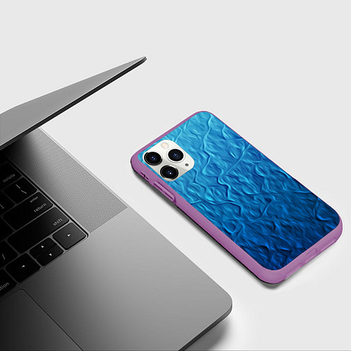 Чехол iPhone 11 Pro матовый Волновой паттерн / 3D-Фиолетовый – фото 3