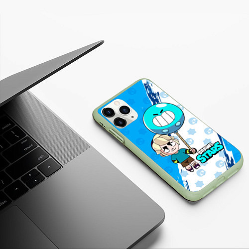 Чехол iPhone 11 Pro матовый Gus Brawl stars / 3D-Салатовый – фото 3