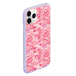Чехол iPhone 11 Pro матовый Любовь и сердце, цвет: 3D-светло-сиреневый — фото 2