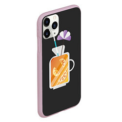 Чехол iPhone 11 Pro матовый Апельсиновый сок - Черная версия, цвет: 3D-розовый — фото 2