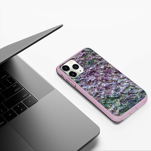 Чехол iPhone 11 Pro матовый Текстура необработанного гранита / 3D-Розовый – фото 3