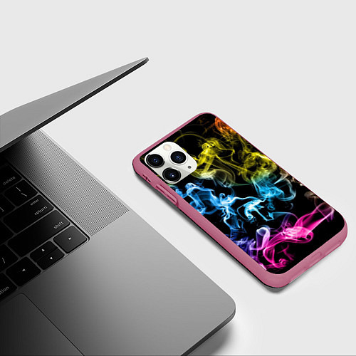 Чехол iPhone 11 Pro матовый Эйфория в дыму / 3D-Малиновый – фото 3