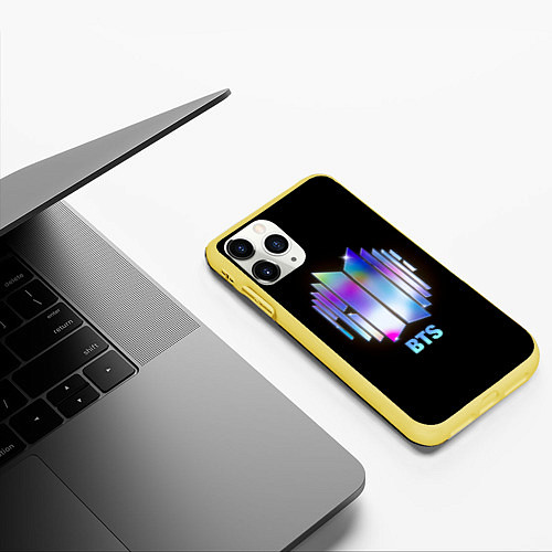 Чехол iPhone 11 Pro матовый BTS gradient logo / 3D-Желтый – фото 3