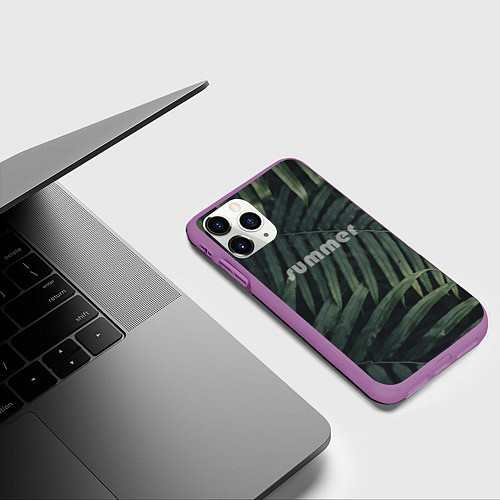 Чехол iPhone 11 Pro матовый Летний папоротник / 3D-Фиолетовый – фото 3