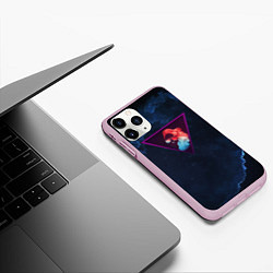 Чехол iPhone 11 Pro матовый Неоновая девушка в треугольнике, цвет: 3D-розовый — фото 2