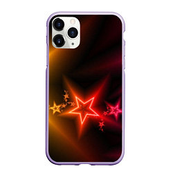 Чехол iPhone 11 Pro матовый Звёзды с неоновым свечением, цвет: 3D-светло-сиреневый