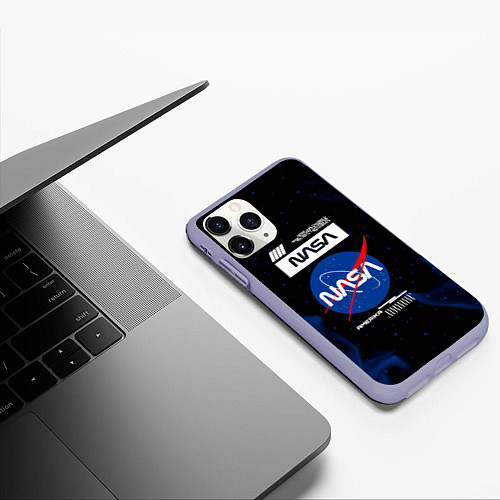 Чехол iPhone 11 Pro матовый Nasa - синее пламя / 3D-Светло-сиреневый – фото 3