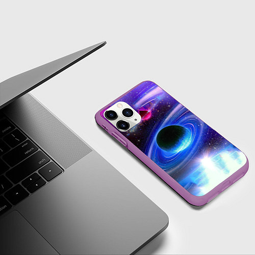 Чехол iPhone 11 Pro матовый Центр галактики / 3D-Фиолетовый – фото 3
