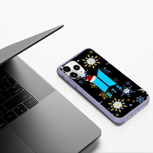 Чехол iPhone 11 Pro матовый BTS new year / 3D-Светло-сиреневый – фото 3