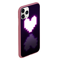 Чехол iPhone 11 Pro матовый Undertale heart neon, цвет: 3D-малиновый — фото 2