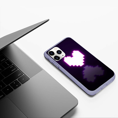 Чехол iPhone 11 Pro матовый Undertale heart neon / 3D-Светло-сиреневый – фото 3
