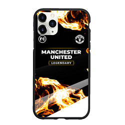 Чехол iPhone 11 Pro матовый Manchester United legendary sport fire, цвет: 3D-черный
