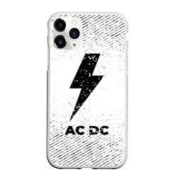 Чехол iPhone 11 Pro матовый AC DC с потертостями на светлом фоне, цвет: 3D-белый