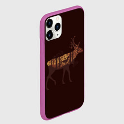 Чехол iPhone 11 Pro матовый Осенний лес в силуэте оленя, цвет: 3D-фиолетовый — фото 2