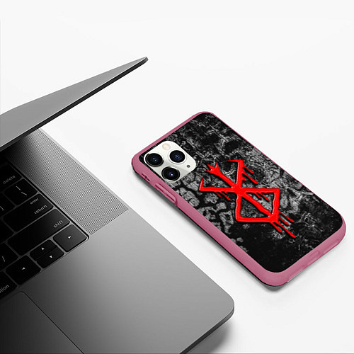 Чехол iPhone 11 Pro матовый Berserk smudges / 3D-Малиновый – фото 3